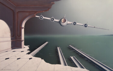 Peinture intitulée "L'approche-111x70-c…" par Thierry Van Quickenborne, Œuvre d'art originale, Huile