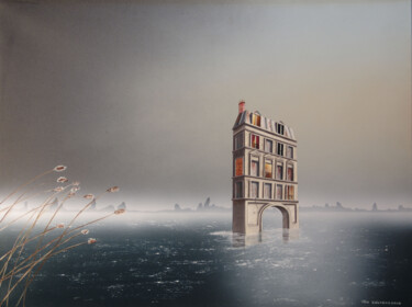 Peinture intitulée "Seul ( Sous baguett…" par Thierry Van Quickenborne, Œuvre d'art originale, Huile Monté sur Châssis en bo…
