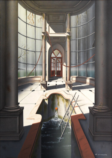 Pintura titulada "La cuve (Sous bague…" por Thierry Van Quickenborne, Obra de arte original, Oleo Montado en Bastidor de cam…