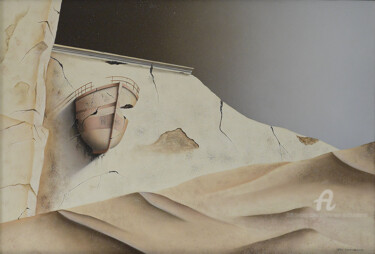 Pittura intitolato "The stone boat (Sou…" da Thierry Van Quickenborne, Opera d'arte originale, Olio Montato su Telaio per ba…