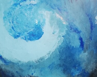 Painting titled "Vague ocean" by Thierry Vaultier, Original Artwork, Acrylic Mounted on Wood Stretcher frame