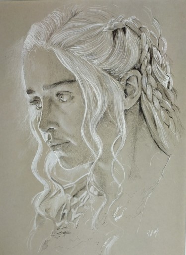 Dessin intitulée "Daenerys (Emilia Cl…" par Thierry Villers, Œuvre d'art originale, Crayon