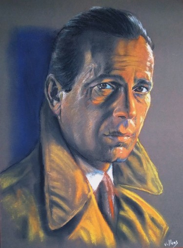 Drawing titled "Bogart" by Thierry Villers, Original Artwork, Pastel