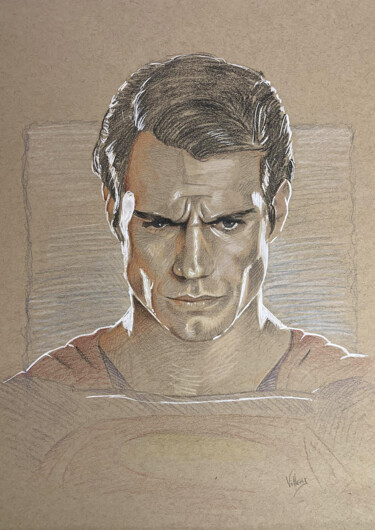 Drawing titled "Man of Steel" by Thierry Villers, Original Artwork, Pencil