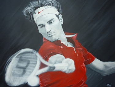 Painting titled "Federer" by Thierry Villers, Original Artwork, Acrylic