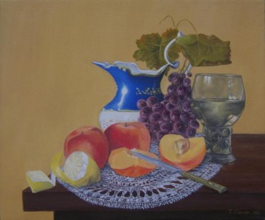 Painting titled "Nature morte avec f…" by Thierry Cano, Original Artwork, Oil