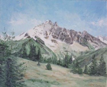 Painting titled "L'Aiguille Verte et…" by Thierry Cano, Original Artwork