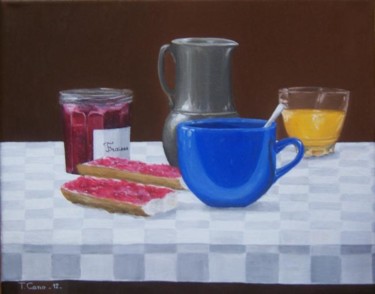 Peinture intitulée "Le petit déjeuner" par Thierry Cano, Œuvre d'art originale, Huile