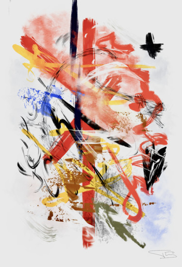 Arts numériques intitulée "Composition Abstrac…" par Thierry Daudier De Cassini, Œuvre d'art originale, Peinture numérique