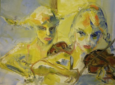 Pittura intitolato "vilaine-petite-sœur-" da Thierry Faure, Opera d'arte originale, Olio