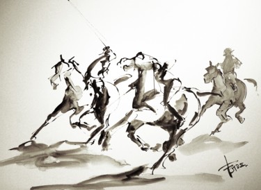 Drawing titled "Etude  polo 18-52" by Thierry Faure, Original Artwork, Ink
