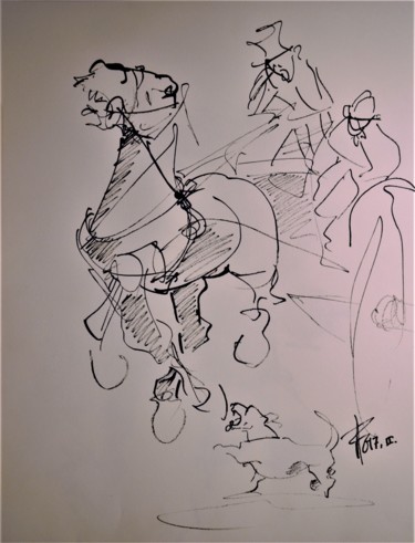 Dibujo titulada "Etude à l'encre de…" por Thierry Faure, Obra de arte original, Tinta