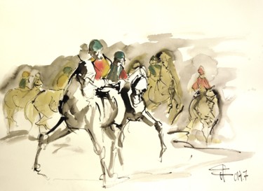 Disegno intitolato "Etude gouachée" da Thierry Faure, Opera d'arte originale, Inchiostro