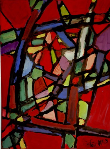 Dessin intitulée "Etude- vitrail" par Thierry Faure, Œuvre d'art originale, Encre