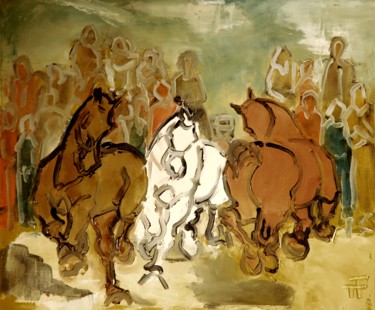 Pittura intitolato "Le-tourniquet-" da Thierry Faure, Opera d'arte originale, Olio Montato su Telaio per barella in legno