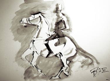 Drawing titled "Etude Dressage-18-90" by Thierry Faure, Original Artwork, Ink
