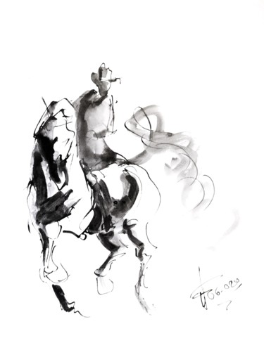 Desenho intitulada "Etude à l'encre(20-…" por Thierry Faure, Obras de arte originais, Tinta