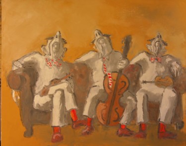 Painting titled "Le trio pétard-" by Thierry Faure, Original Artwork, Oil