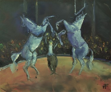 Peinture intitulée "Le salut des gris-" par Thierry Faure, Œuvre d'art originale, Huile Monté sur Châssis en bois