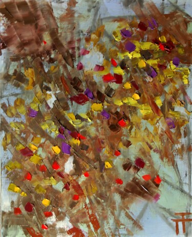 Peinture intitulée "Fleurs fatiguées" par Thierry Faure, Œuvre d'art originale, Huile Monté sur Châssis en bois