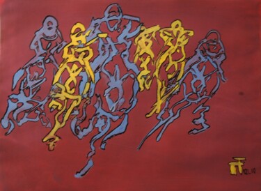 Drawing titled "course" by Thierry Faure, Original Artwork, Gouache