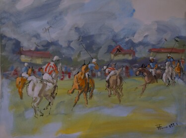Drawing titled "Polo-22-03" by Thierry Faure, Original Artwork, Gouache