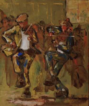 Pittura intitolato "IRISH PUB" da Thierry Faure, Opera d'arte originale, Olio Montato su Telaio per barella in legno