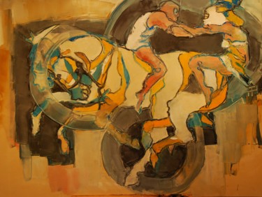 Malerei mit dem Titel "Le porte bagage" von Thierry Faure, Original-Kunstwerk, Öl