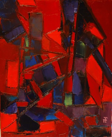 Painting titled "Vit la machine" by Thierry Faure, Original Artwork, Oil Mounted on Wood Stretcher frame