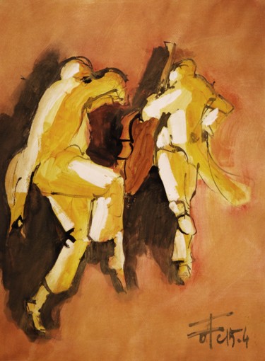 Pittura intitolato "Etude musique 15-53" da Thierry Faure, Opera d'arte originale, Gouache