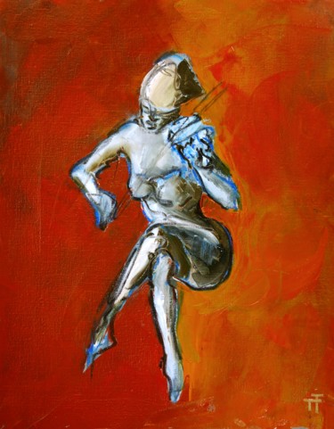 Painting titled "Les-jambes croisées-" by Thierry Faure, Original Artwork, Oil