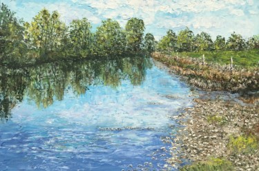Painting titled "Plage de la rivière" by Thierry Gautheron, Original Artwork, Acrylic