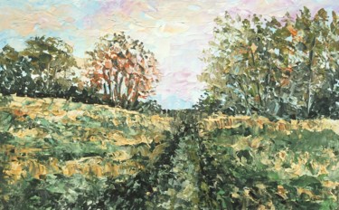 Painting titled "Chemin d’herbe" by Thierry Gautheron, Original Artwork, Acrylic