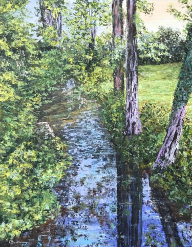 Картина под названием "Ruisseau de Fontenay" - Thierry Gautheron, Подлинное произведение искусства, Акрил Установлен на Дере…