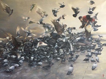 Peinture intitulée "Beaubourg" par Gita, Œuvre d'art originale, Huile Monté sur Châssis en bois