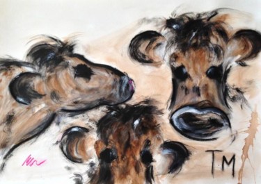 Peinture intitulée "trois brunes" par Thierry Mathieu, Œuvre d'art originale, Huile