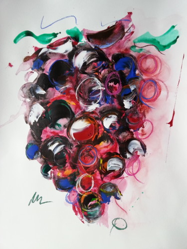 Peinture intitulée "Grappe rouge" par Thierry Mathieu, Œuvre d'art originale, Acrylique