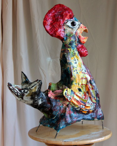 Sculpture titled "Galicanidé" by Thierry Moutte, Original Artwork, Paper maché