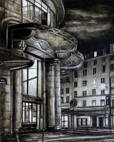 Peinture intitulée "entrée d'immeuble" par Thierry Sellem, Œuvre d'art originale, Huile