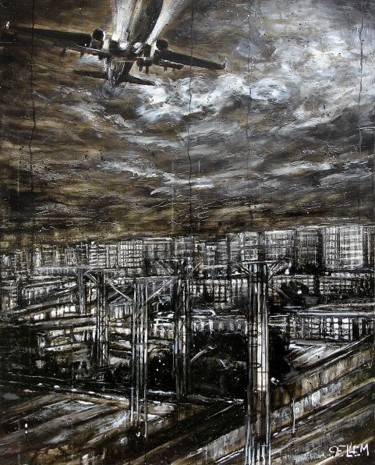 Painting titled "roissy-a1-100x81.jpg" by Thierry Sellem, Original Artwork