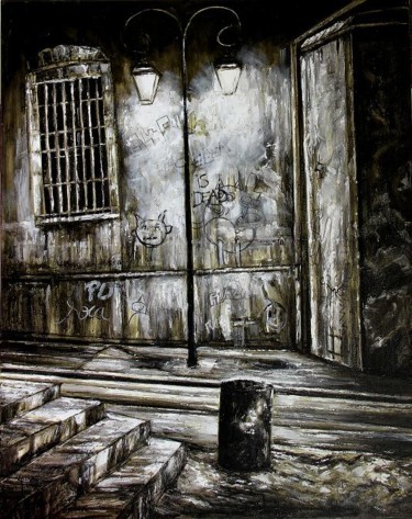 Peinture intitulée "rue-de-la-prison-a1…" par Thierry Sellem, Œuvre d'art originale