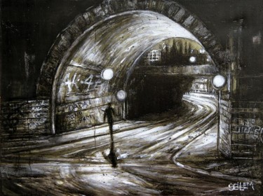 Peinture intitulée "le-tunnel-ferroviai…" par Thierry Sellem, Œuvre d'art originale