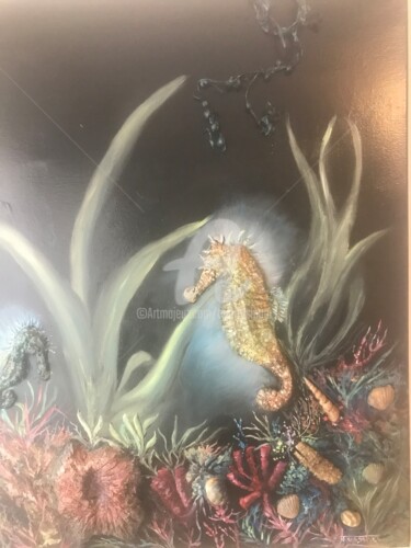 Schilderij getiteld "Au fonds des coraux" door Thierry Singer De Polignac - Spencer (Prince Singer de Polignac-Spencer), Ori…
