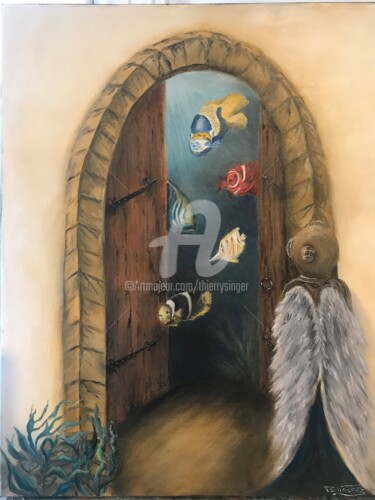 Peinture intitulée "La porte ouverte de…" par Thierry Singer De Polignac - Spencer (Prince Singer de Polignac-Spencer), Œuvr…