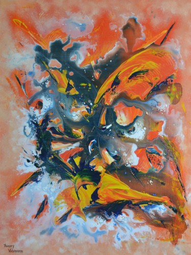 Painting titled "BURNING LOVE" by Thierry Vobmann, Original Artwork, Acrylic Mounted on Wood Stretcher frame