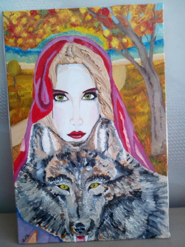 Painting titled "She _wolf" by Day Light, Original Artwork, Oil