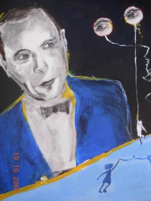 Peinture intitulée "portrait Louis Jouv…" par Thierry Moreau, Œuvre d'art originale