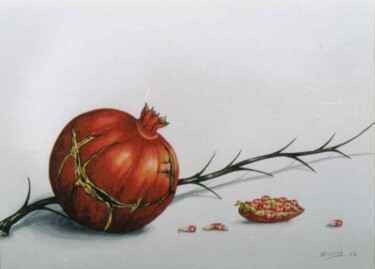 Painting titled "pomegranates 8" by Thomai Kontou, Original Artwork, Other