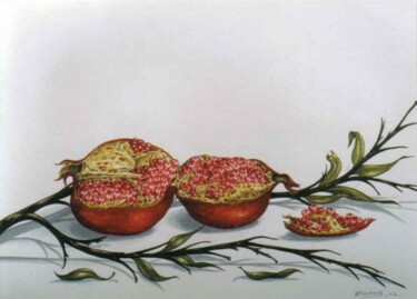 Painting titled "pomagranates 9" by Thomai Kontou, Original Artwork, Other