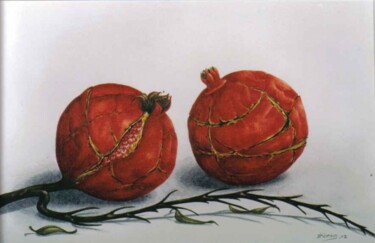 Painting titled "pomagranates 16" by Thomai Kontou, Original Artwork, Other